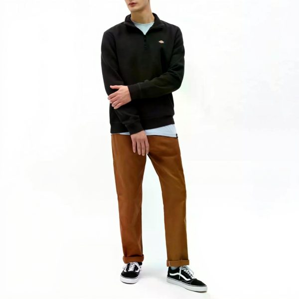 Felpa Dickies Quarter Zip Nero Uomo Materiale Cotone
