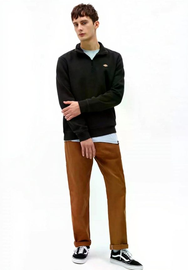 Felpa Dickies Quarter Zip Nero Uomo Materiale Cotone
