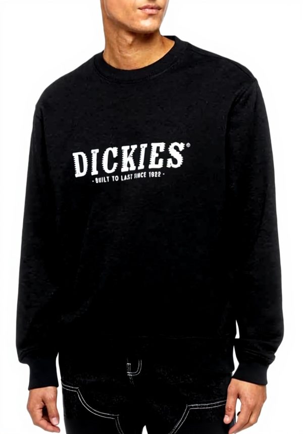 Dickies Felpa Nera Uomo Script - Cotone Lavabile