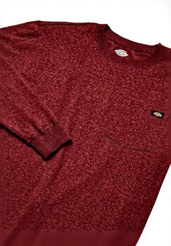 T-shirt Dickies Uomo Maniche Lunghe Cotone Pesante Borgogna