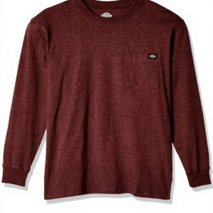 T-shirt Dickies Uomo Maniche Lunghe Cotone Pesante Borgogna
