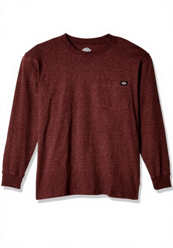 T-shirt Dickies Uomo Maniche Lunghe Cotone Pesante Borgogna