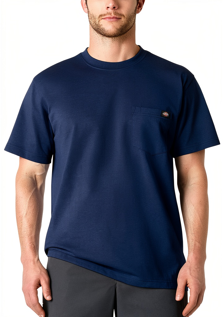 'Dickies Henley Shirt indossato in un ambiente di lavoro'