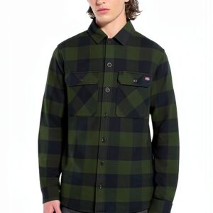Camicia Dickies Verde Uomo Collo Botton Down Classica-0
