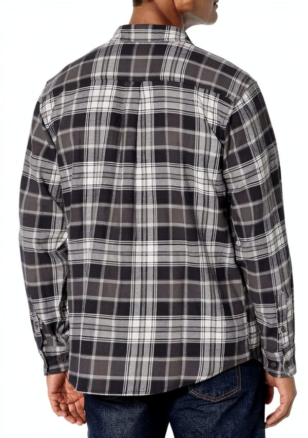 Camicia uomo flanella cotone vestibilità rilassata bottoni-1