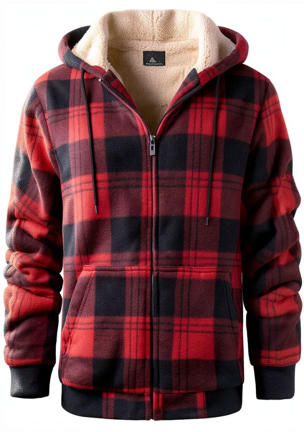 Geeksport Felpa Uomo Full Zip Cappuccio Pile Escursionismo