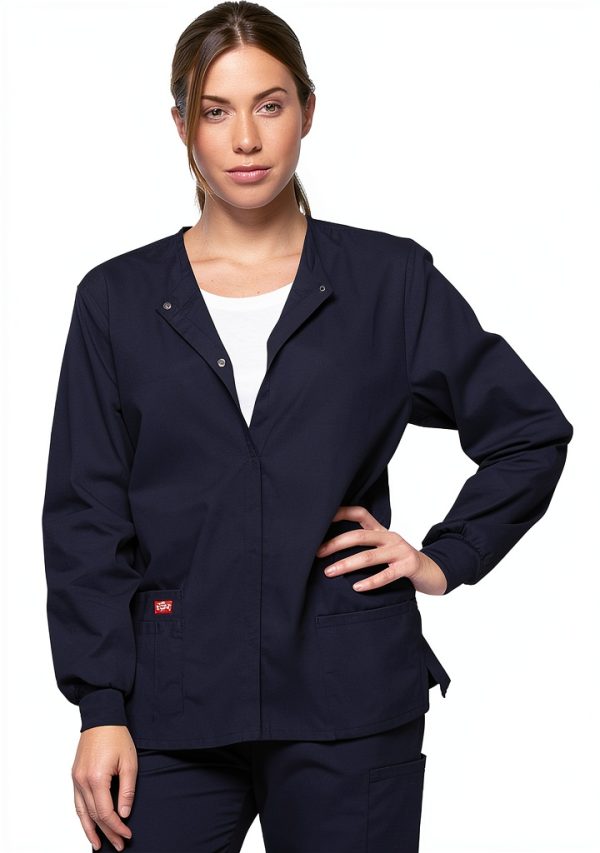 Dickies Giacca Scrubs Donna Snap Front Blu Navy Fiore
