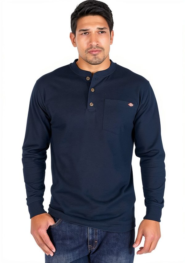 Dickies Henley Pesante Maniche Lunghe Uomo Camicia Collo