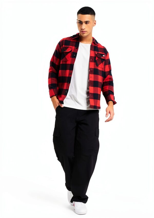 Camicia Dickies Uomo Cotone Streetwear Rosso XL-5