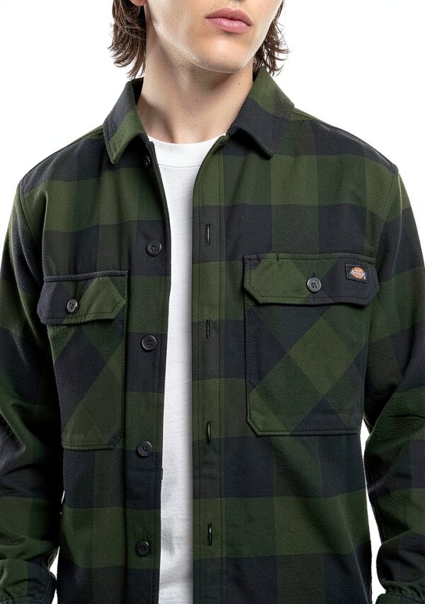 Camicia Dickies Verde Uomo Collo Botton Down-5