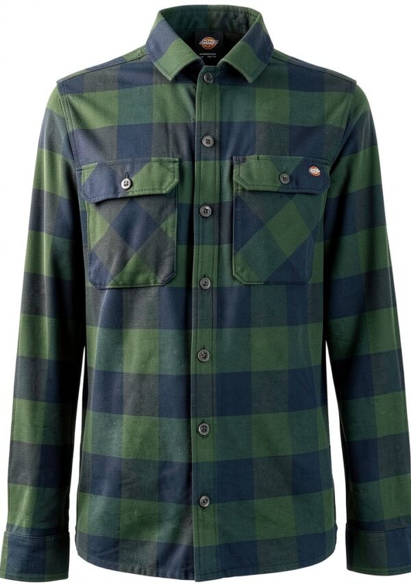 Camicia Dickies Verde Uomo Collo Botton Down-3