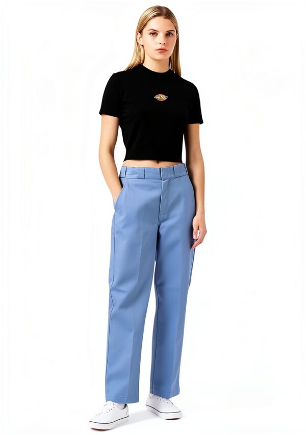 T-shirt Donna Dickies Nero Logo Casual Crop Fit-2