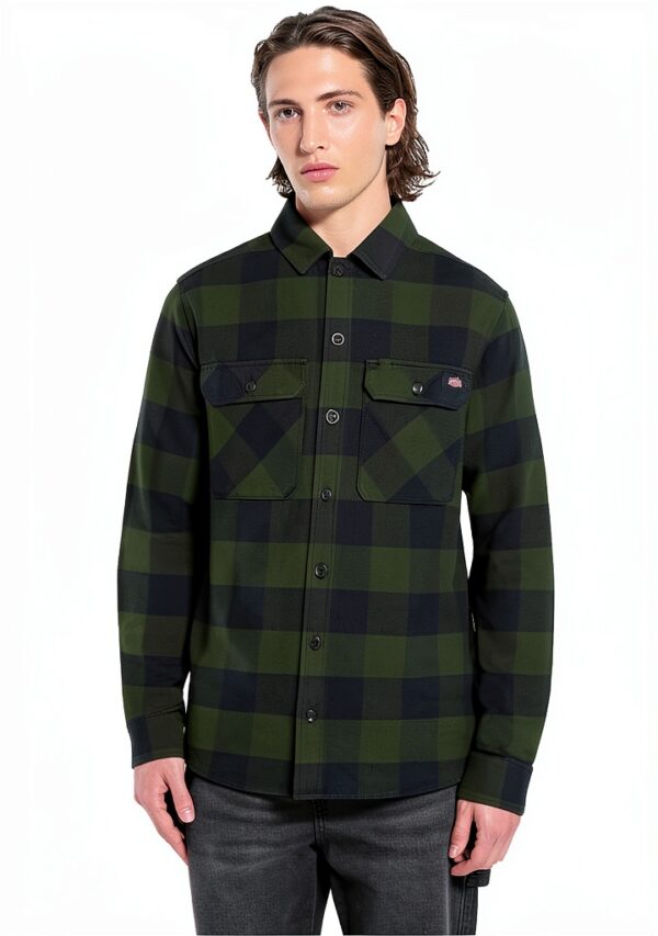 Camicia Dickies Verde Uomo Collo Botton Down-0