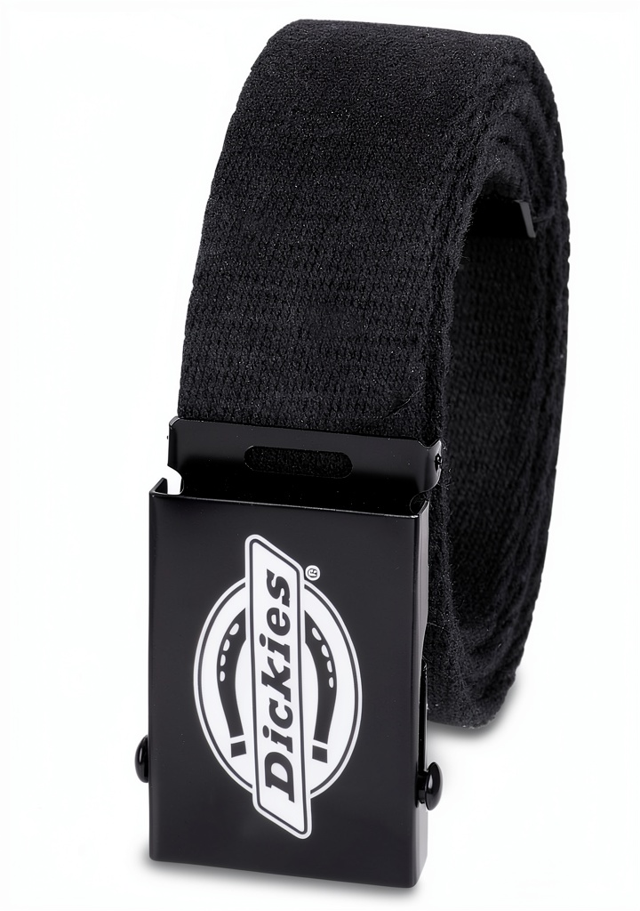 'Cintura Dickies uomo nera con fibbia logo su jeans'