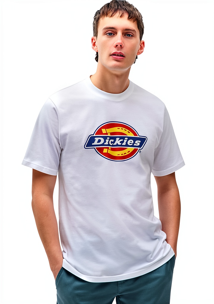 Uomo che indossa la t‑shirt Dickies in un contesto urbano