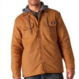 Dickies Fleece Hooded Duck Shirt Jacket Uomo Hydroshield Verde Camo M-0