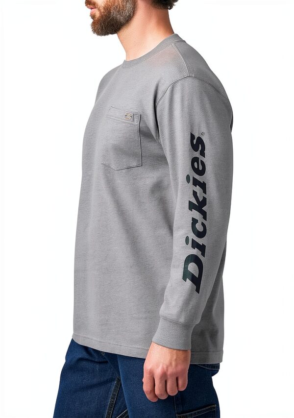 Dickies Long Sleeve Wordmark Graphic T-Shirt Uomo Grigio Mélange-1
