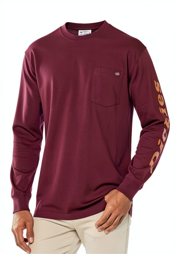 Dickies Long Sleeve Wordmark Graphic T-Shirt Uomo Borgogna-2