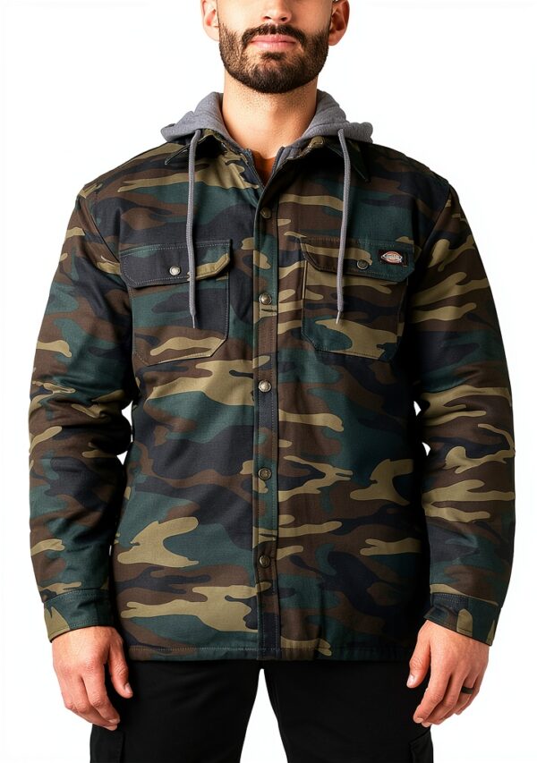 Giacca Dickies Fleece con Cappuccio Hydroshield Uomo – Verde Camo M-0
