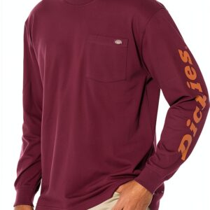 Dickies Long Sleeve Wordmark Graphic T-Shirt Uomo Borgogna-0