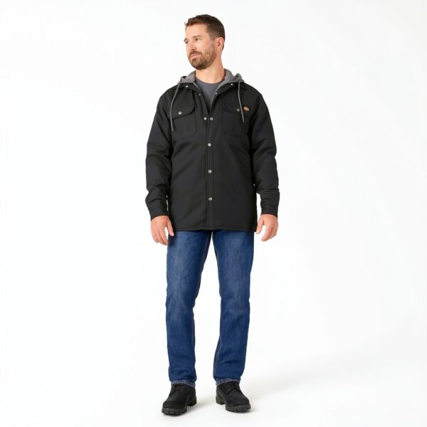 Dickies Fleece con cappuccio Duck Shirt Giacca Uomo Hydroshield Verde-5
