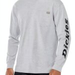 Dickies Long Sleeve Wordmark Graphic T-Shirt Uomo Grigio Mélange-0