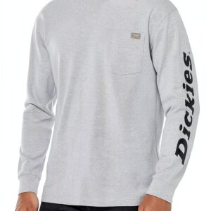 Dickies Long Sleeve Wordmark Graphic T-Shirt Uomo Grigio Mélange-0