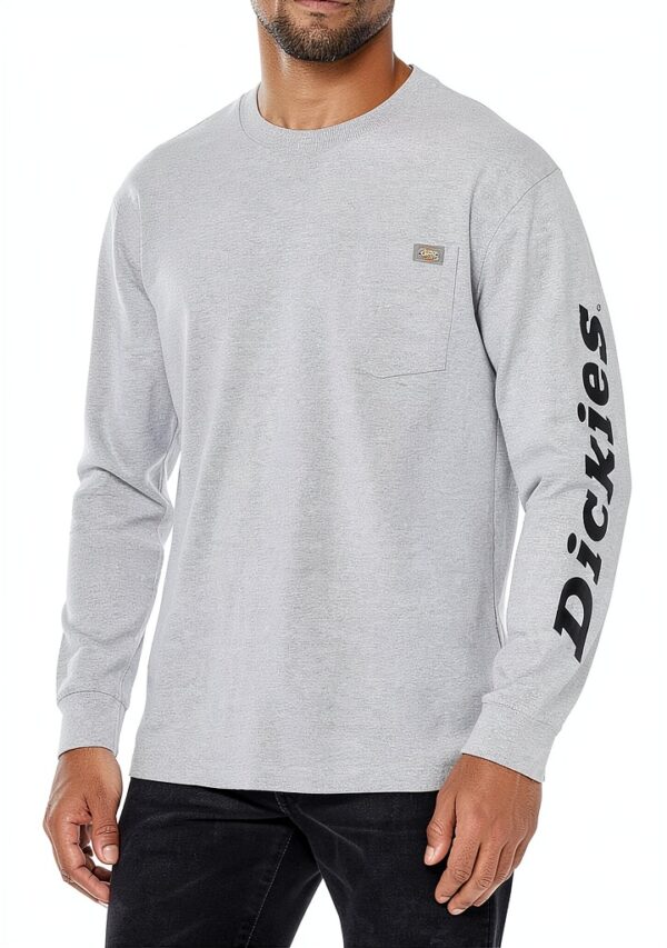 Dickies Long Sleeve Wordmark Graphic T-Shirt Uomo Grigio Mélange-0
